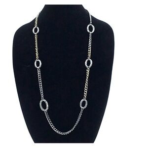 Loft Brass & Gray Chain Crystal Necklace